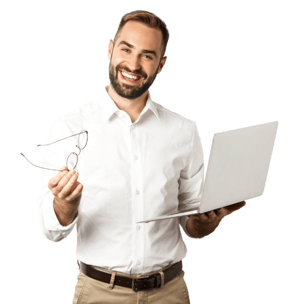 Professionista con pc